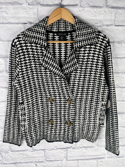 RACHEL ZOE Womens Black White Soft Cardigan, Size Medium