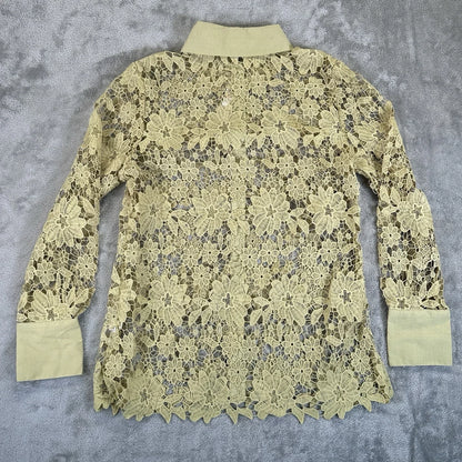 Adiva Embroidered Crochet Mesh Blouse Sheer Color Grass, Medium