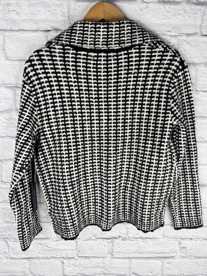 RACHEL ZOE Womens Black White Soft Cardigan, Size Medium