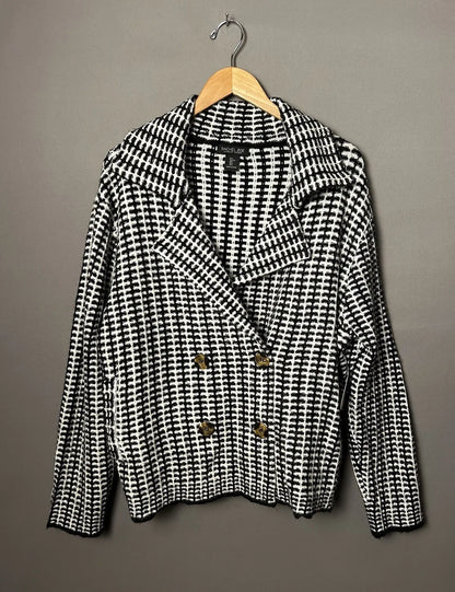 RACHEL ZOE Womens Black White Soft Cardigan, Size Medium