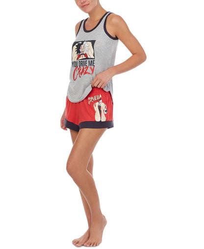 Disney Womens Cruella Tank Top &amp; Shorts Pajama Set