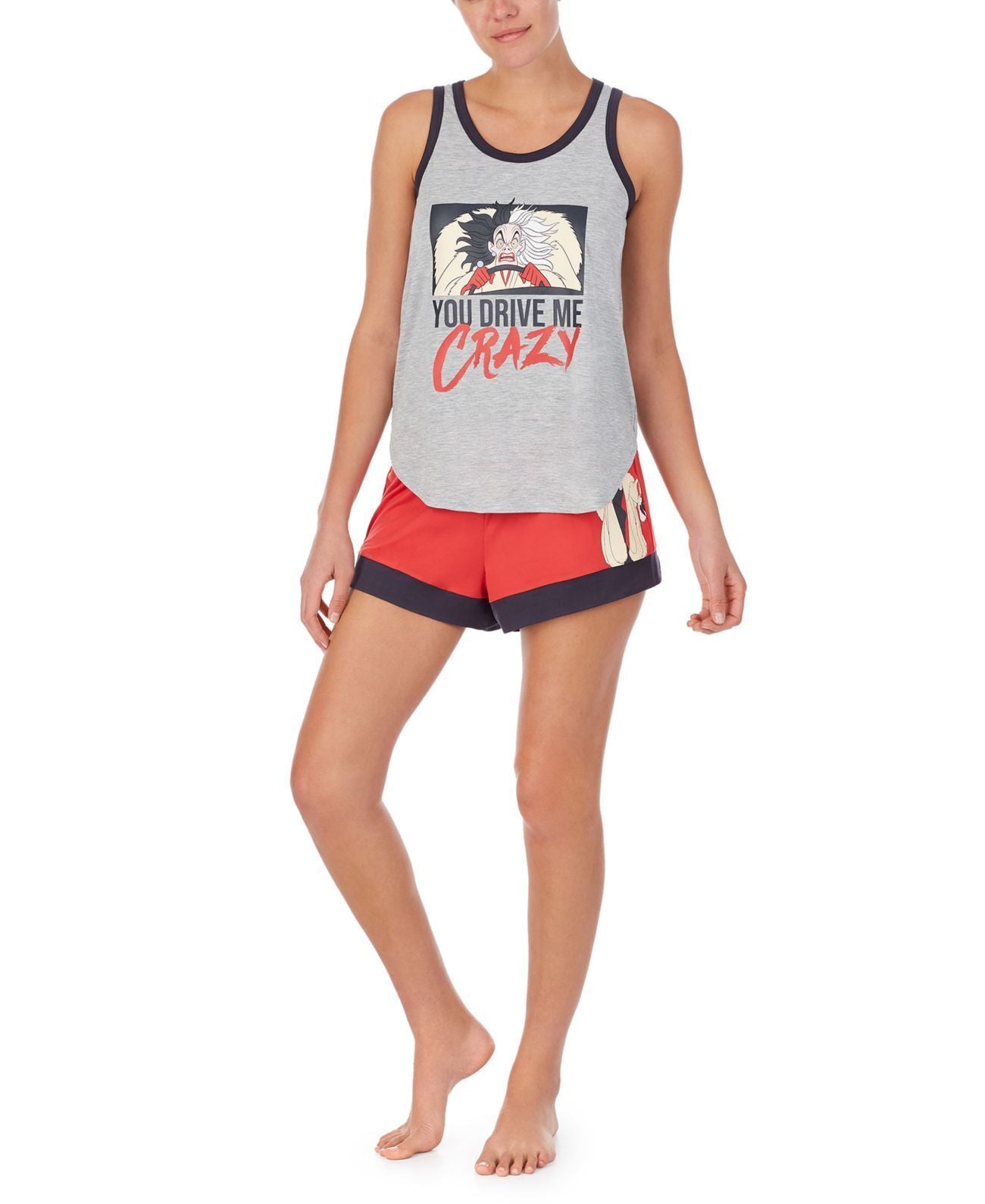 Disney Womens Cruella Tank Top &amp; Shorts Pajama Set