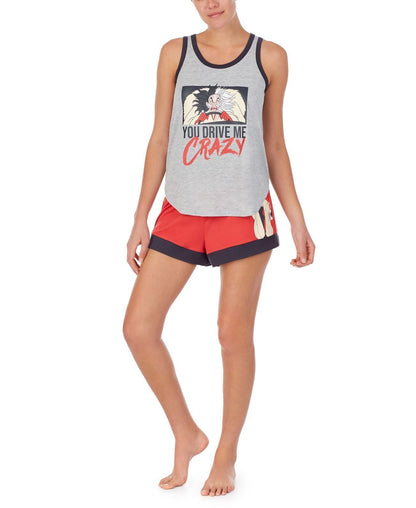 Disney Womens Cruella Tank Top &amp; Shorts Pajama Set