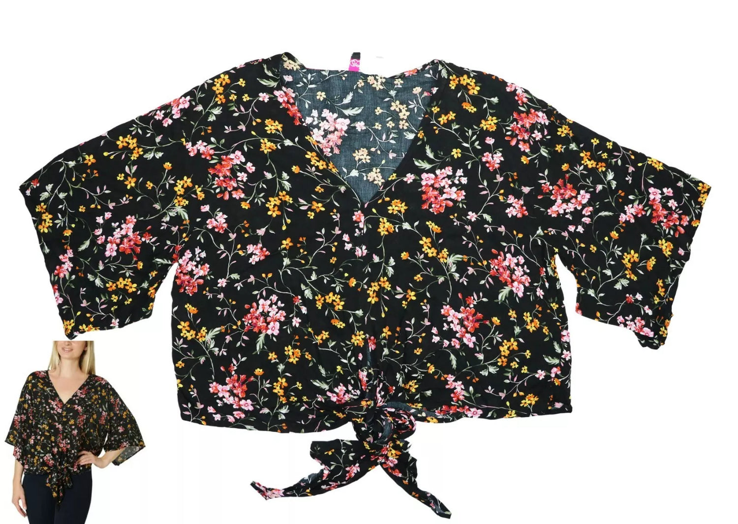 Polly &amp; Esther Juniors Oversized Tie-Front Blouse
