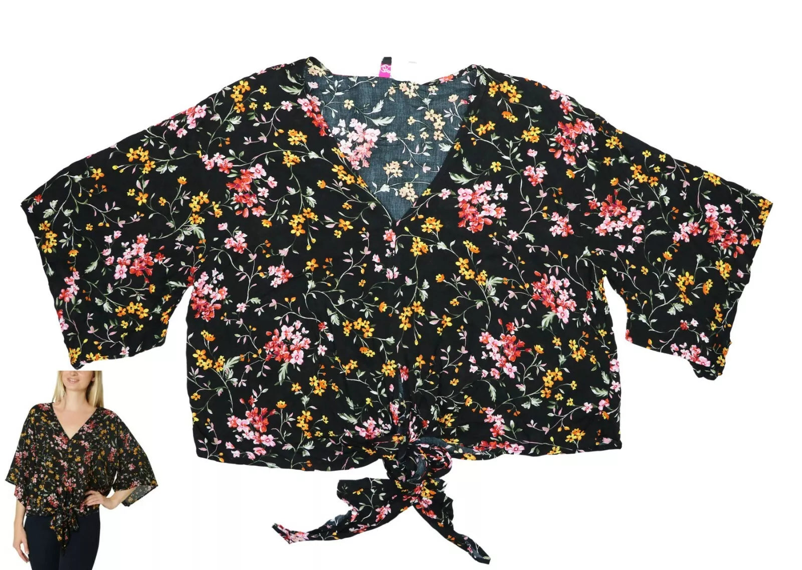 Polly &amp; Esther Juniors Oversized Tie-Front Blouse