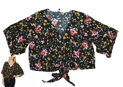 Polly &amp; Esther Juniors Oversized Tie-Front Blouse