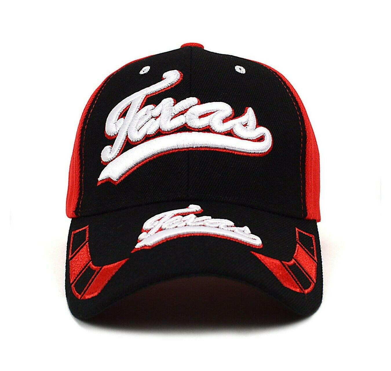 Texas Red &amp; Black 3D Embroidered Baseball Cap, Hat