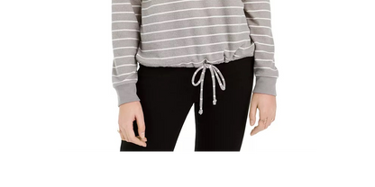 Ultra Flirt Juniors Striped Drawstring-Hem Top