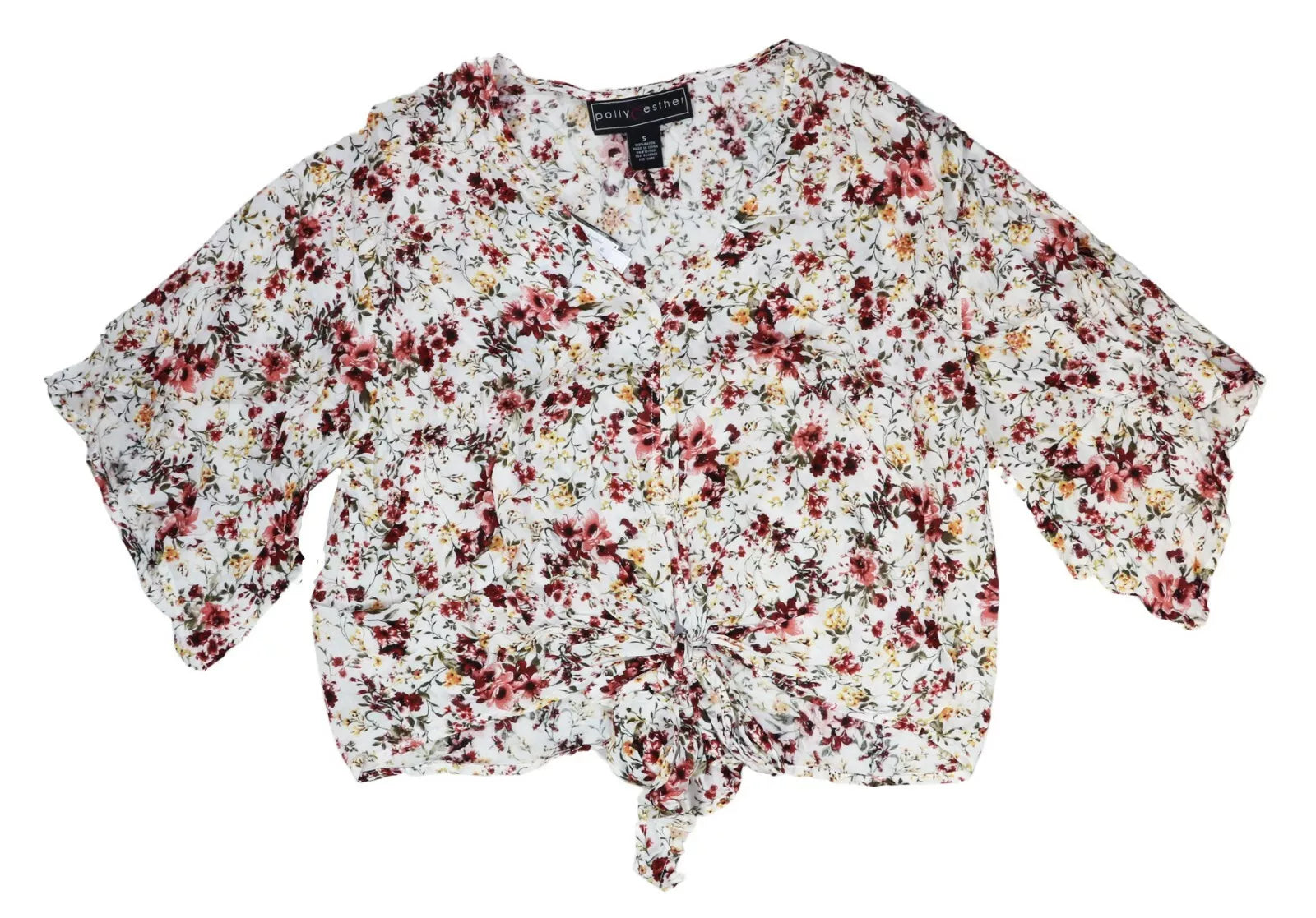 Polly &amp; Esther Juniors Oversized Tie-Front Blouse