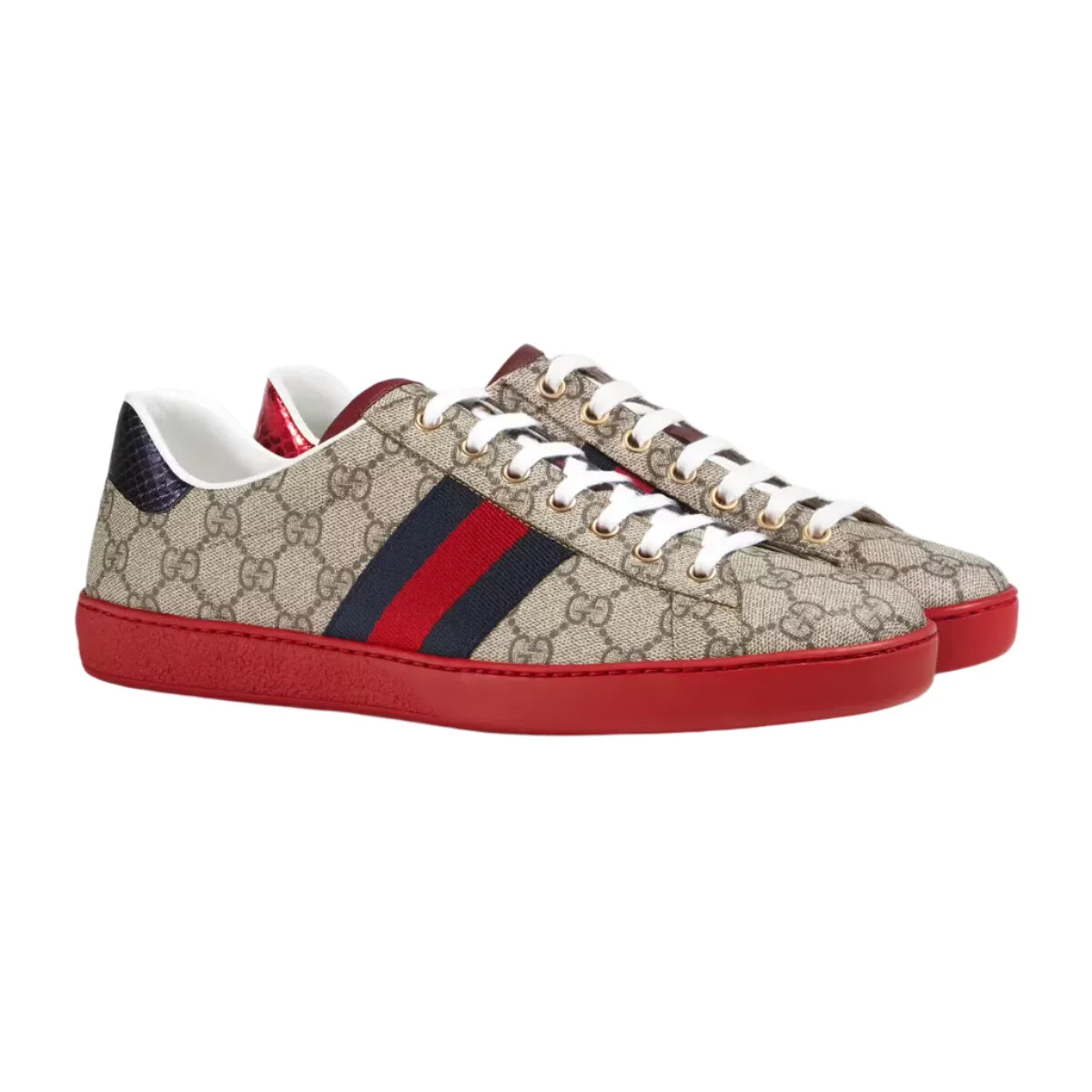 Ace Supreme GG Guccissima Logo Web Stripe Flat Sneakers