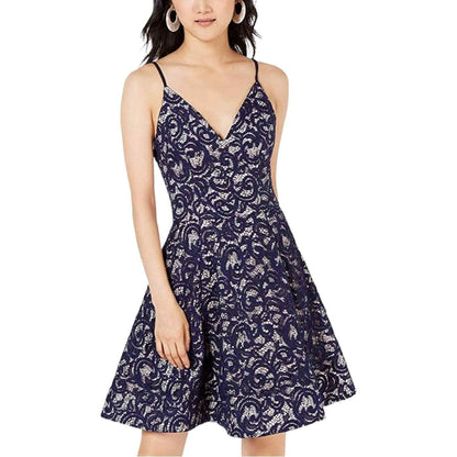 Sequin Hearts Juniors Lace Fit &amp; Flare Dress, Size 0