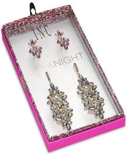 I.n.c. Day &amp; Night Gold-Tone 2-Pc. Set Multi-Stone Cluster Drop Earrings