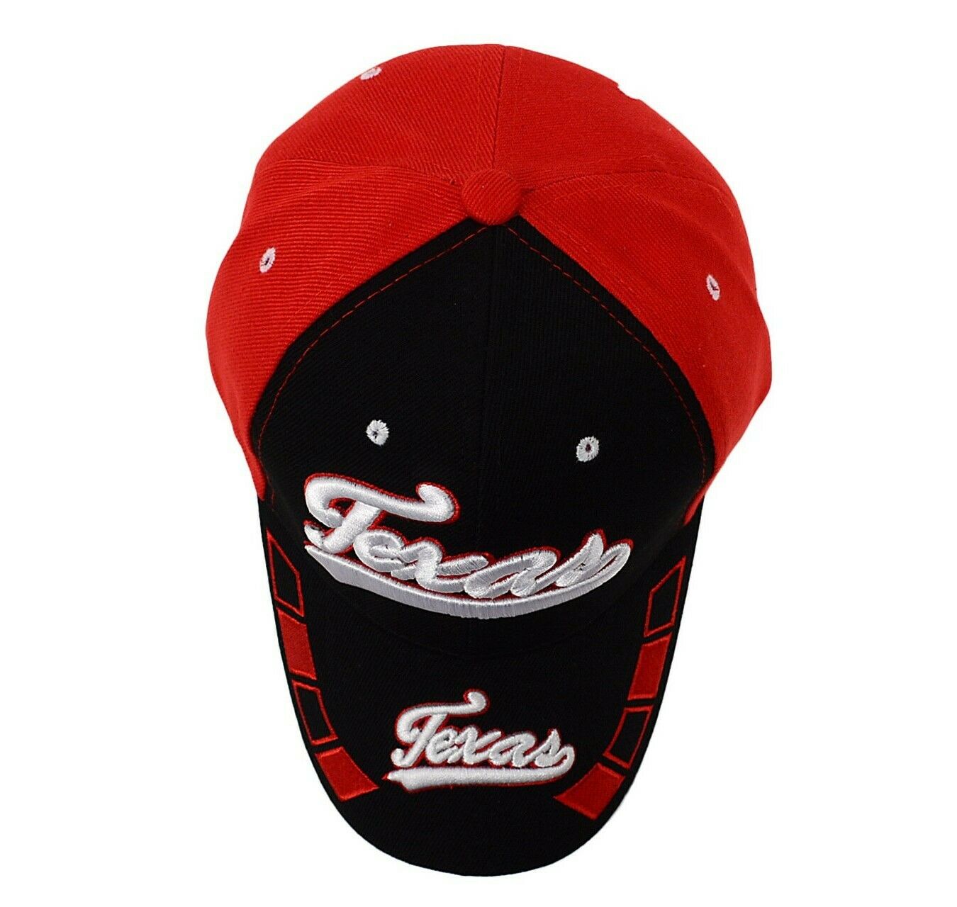 Texas Red &amp; Black 3D Embroidered Baseball Cap, Hat