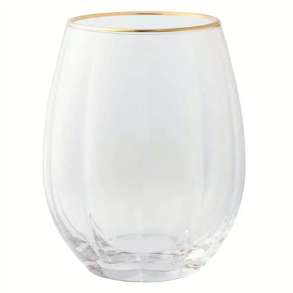 4 Ct Cathys Concepts Personalized Gold Rim Stemless Wine Glasses
