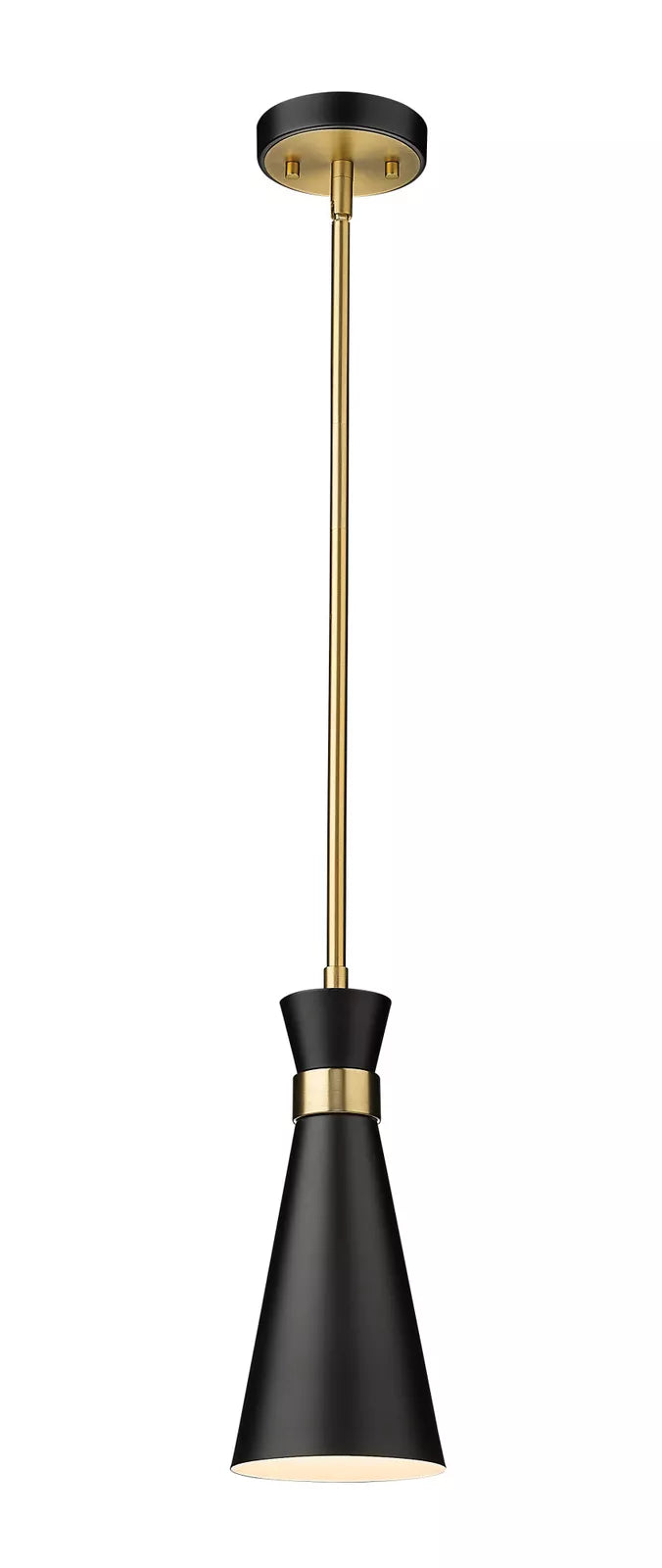 Z-Lite Soriano Matte Black and Heritage Brass One-Light Mini Pendant