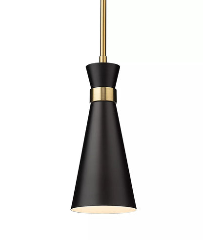 Z-Lite Soriano Matte Black and Heritage Brass One-Light Mini Pendant