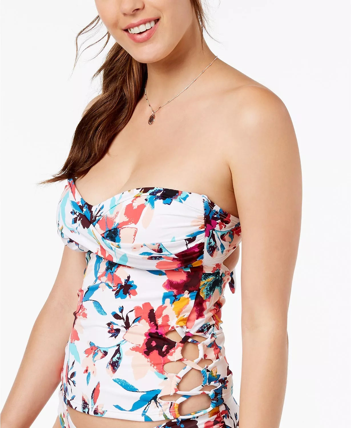 Bar III Floral-Print Bandeau Top