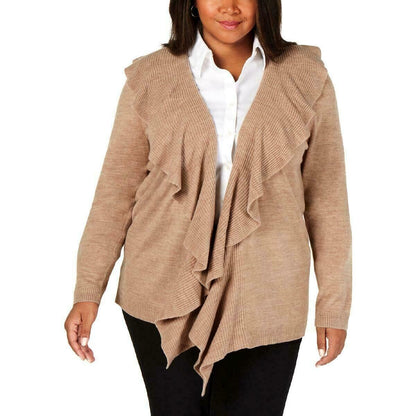 Karen Scott Plus Size Luxsoft Ruffled Cardigan