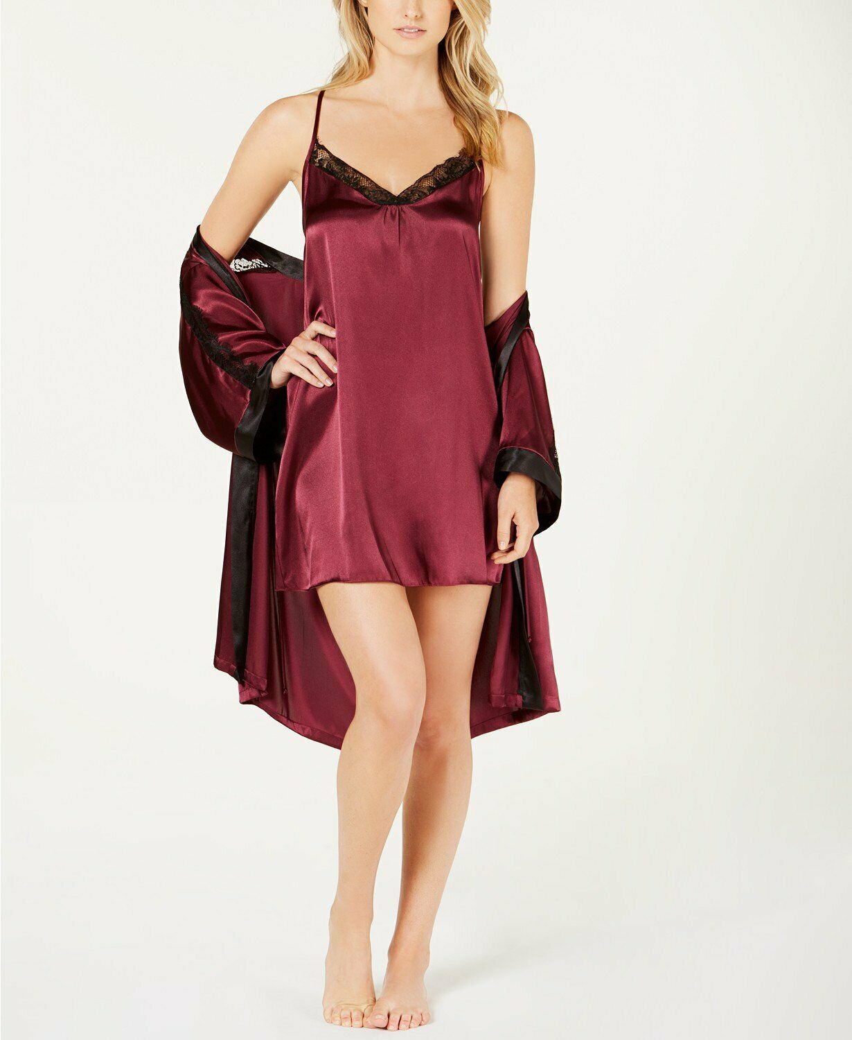 Linea Donatella Sets to Go Satin Chemise &amp; Wrap Robe