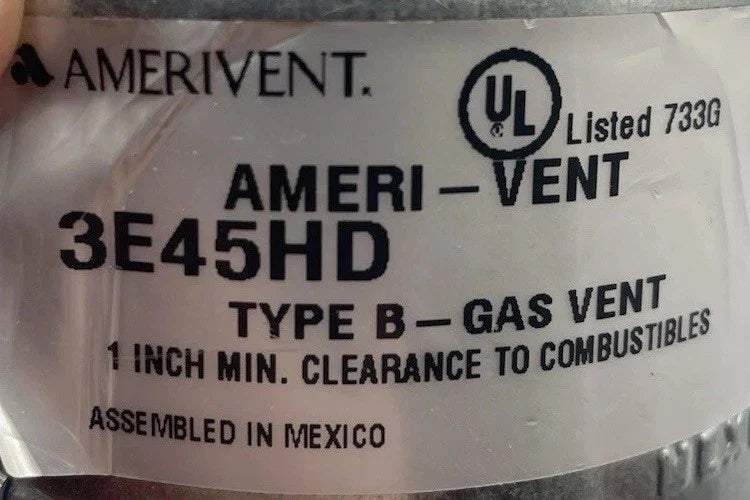 Amerivent 3in 45° Double-Wall Adjustable Gas Vent Elbow Pipe 3E45HD **NEW**