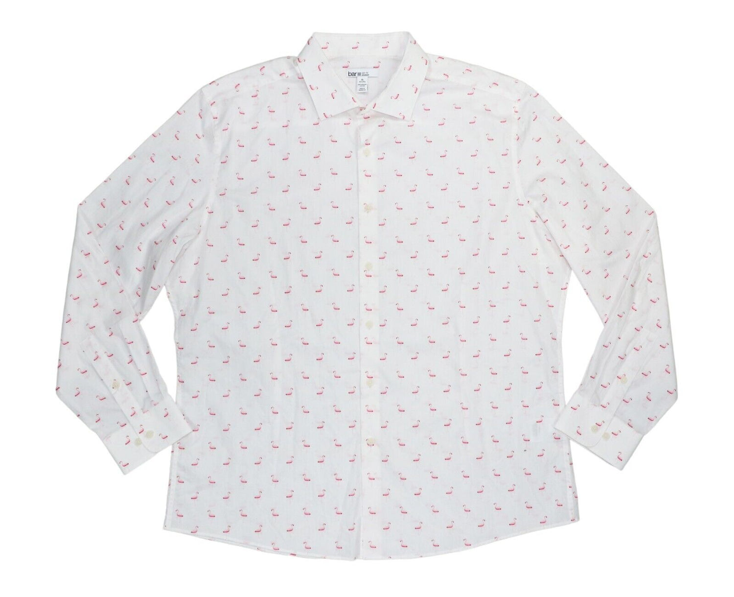 Bar III Mens Slim-Fit Stretch Flamingo Knit Dress Shirt, Size XL