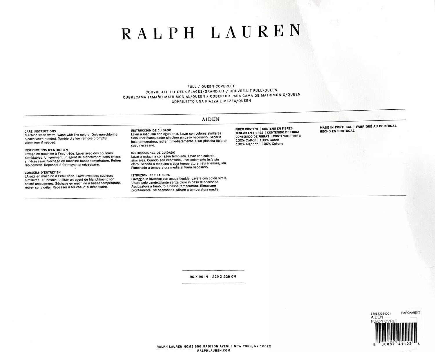 Ralph Lauren Textured Matelasse Coverlet, Full/ Queen