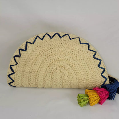 I.n.c. Straw Taco Clutch - Natural/Silver