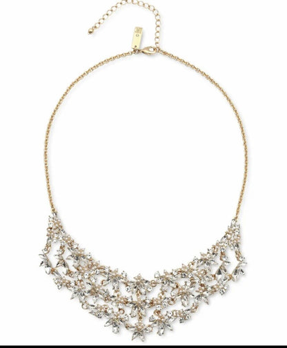 Inc International Concepts Gold-Tone Crystal &amp; Imitation Pearl Flower Statement