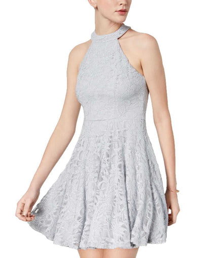 B. Darlin Juniors Glitter Lace Fit &amp; Flare Dress