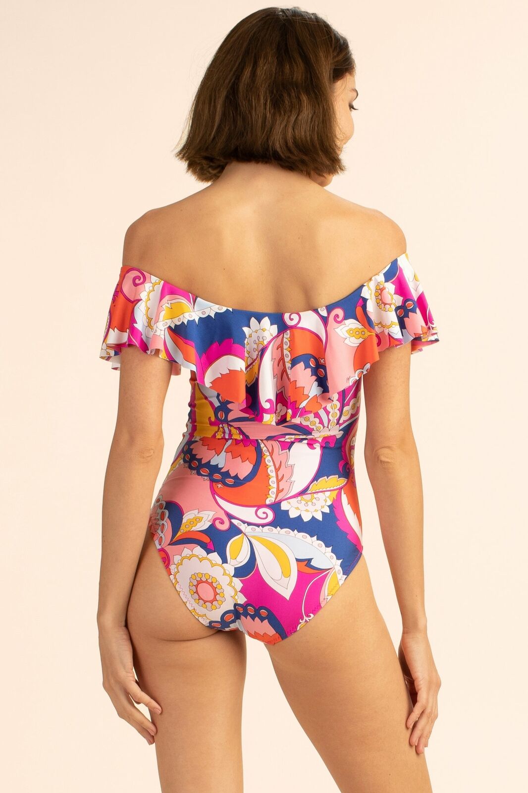 Trina Turk Multi Sevilla off the Shoulder One Piece Swimsuit, Us 4