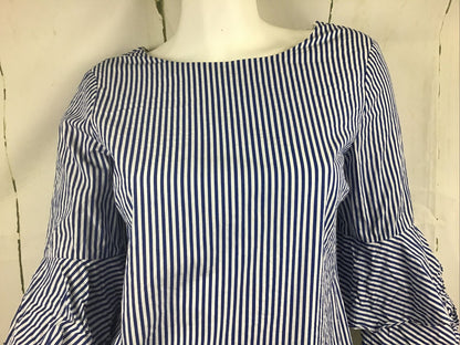 Nine West Scoop Neck V Back Ruffle Bell Sleeve Dress, Size 6