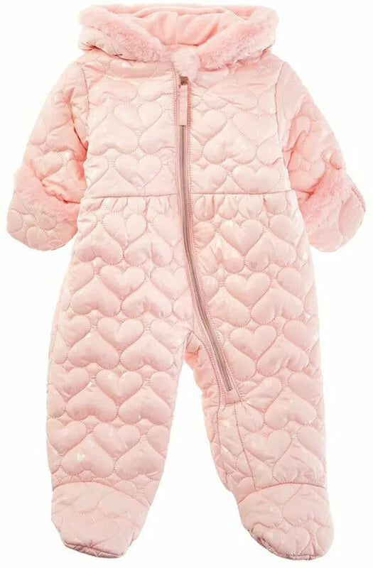 S Rothschild &amp; Co Baby Girls Hooded Quilted-Heart Footed Pram, Size 6/9 Months