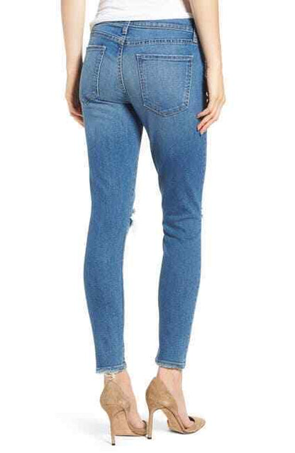 Current/Elliott Stiletto Distressed Ankle Skinny Jeans Stretch Indigo, SZ 27