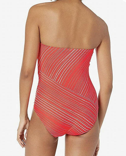 Vince Camuto Womens Red Bandeau One Piece Swimsuit