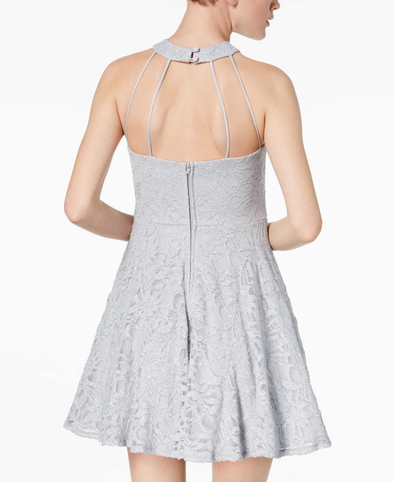 B. Darlin Juniors Glitter Lace Fit &amp; Flare Dress