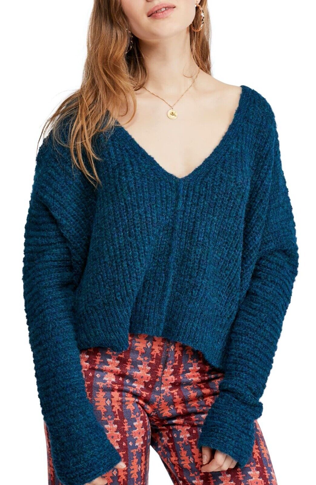 Free People Moonbeam V-Neck Alpaca Sweater, Size XS