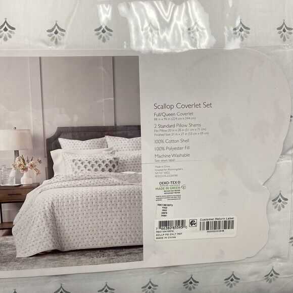 Sky Scallop Reversible Coverlet 100% cotton Full / Queen