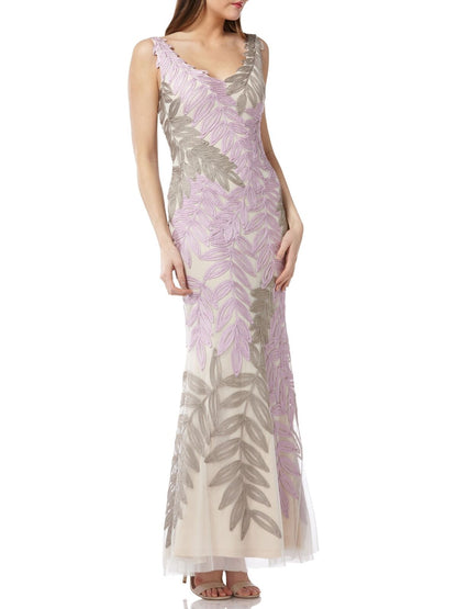 Js Collection Ribbon Soutache Floral Leaf Bodycon Mermaid Gown