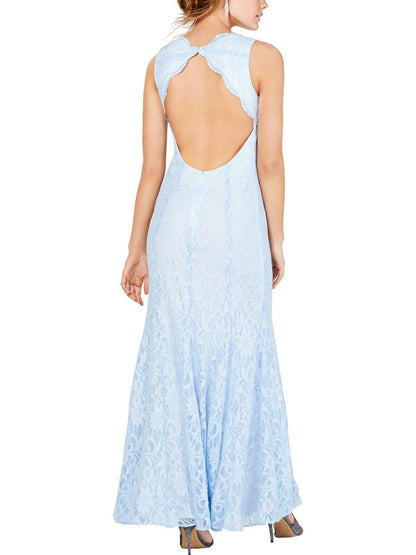 Morgan &amp; Company Juniors Open-Back Glitter-Lace Gown