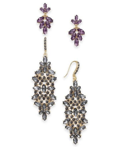 I.n.c. Day &amp; Night Gold-Tone 2-Pc. Set Multi-Stone Cluster Drop Earrings
