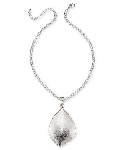 Charter Club Silver-Sculptural Disc Pendant Necklace