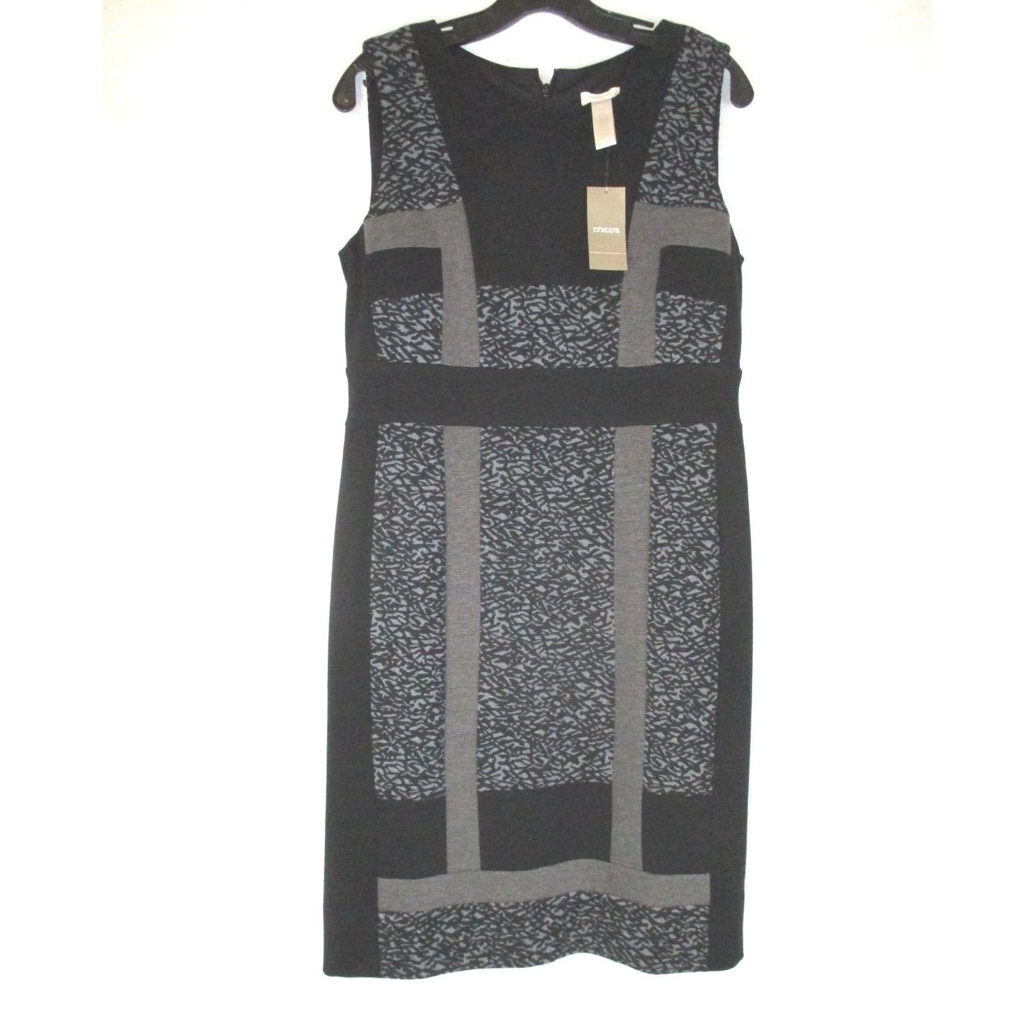 Chicos Ponte Pieced Jacquard Jessa Sheath Dress, Size L/14
