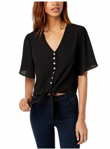 Gypsies &amp; Moondust Juniors Buttoned Tie-Front Camp Shirt
