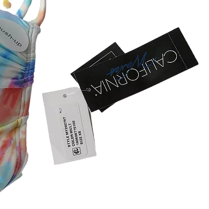 California Waves Tie-Dye Underwire Push-Up Bikini Top, Size Medium