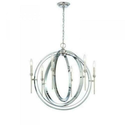 World Imports Rondure 6-Light Polished Nickel Chandelier, Adjustable Height