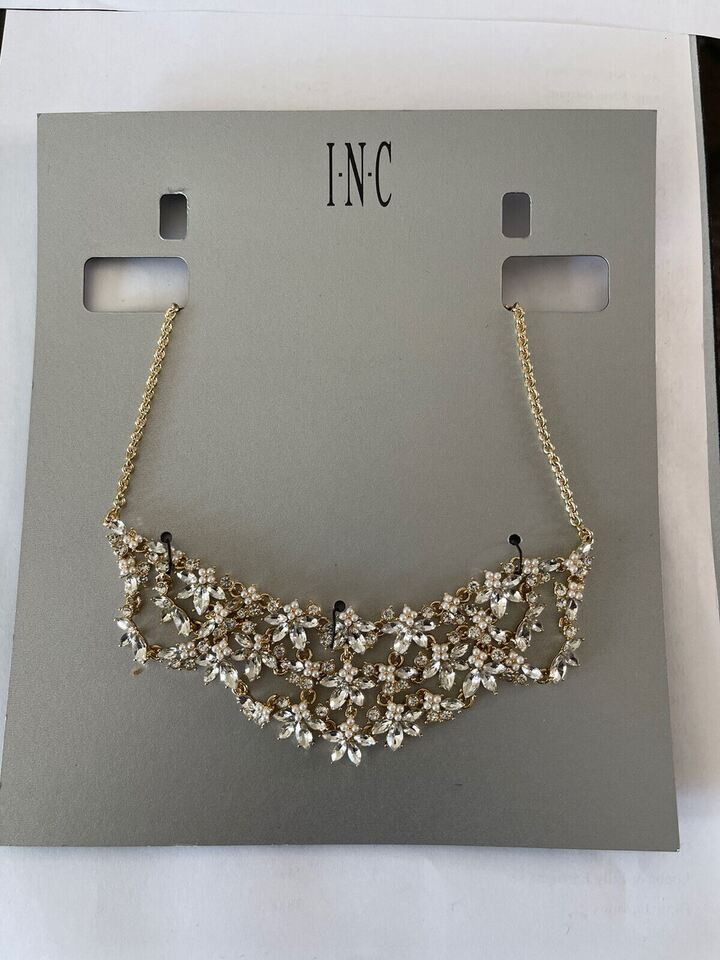 Inc International Concepts Gold-Tone Crystal &amp; Imitation Pearl Flower Statement