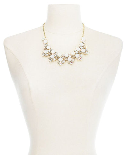 Inc Gold-Tone Stone and Glass Multi-Cluster Statement Necklace