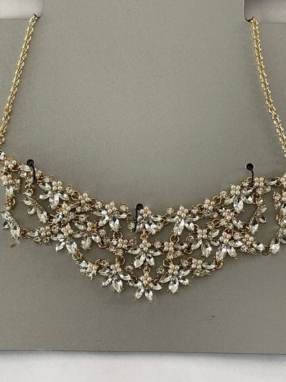 Inc International Concepts Gold-Tone Crystal &amp; Imitation Pearl Flower Statement