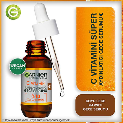 Garnier Vitamin C Face Serum - Brightening &amp; Anti-aging Night Serum with Hyaluronic Acid