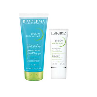 Bioderma Skincare Set for Acne Prone &amp; Oily Skin - Sebium Mat Control &amp; Foaming Gel